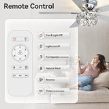Solvian 52" Crystal Flush Mount Ceiling Fan With Light & Remote
