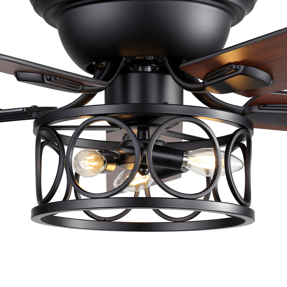 Lucis 52-Inch Black Ceiling Fan with Light & Remote
