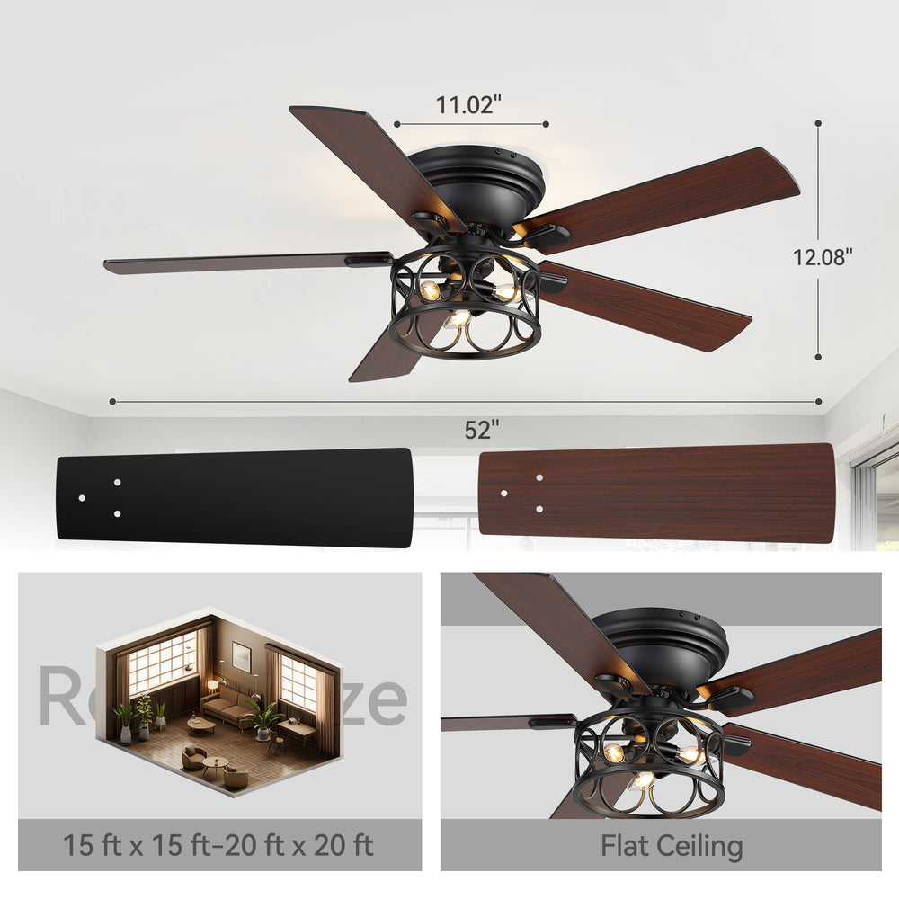 Lucis 52-Inch Black Ceiling Fan with Light & Remote