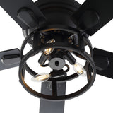 52" Ceiling Fan with Light, Matte Black Finish, Iron & Crystal Light Fixture, Dual-Sided Plywood Blades (Black/Dark Walnut), DC Motor, 6 Speeds, Reverse Function, Remote Control, Timer, E12 Bulb Base