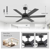 Nivora 48/56/60-Inch Ceiling Fan With No Light and Remote