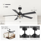 Osora 56-Inch 5-Blade Ceiling Fan With Light & Remote