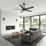 56 Inch Ceiling Fan Without Light, Quiet Reversible DC Motor, 6 Speeds, Remote Control, Timer, Matte Black Ceiling Fan for Living Room