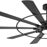 Close-up of Pavara 72-inch black 10-blade ceiling fan blade set and ring frame