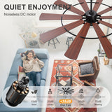 Quiet noiseless DC motor under 35 dB Pavara 72-inch walnut 10-blade ceiling fan
