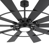 Pavara 72-inch black 10-blade ceiling fan motor and glowing LED ring