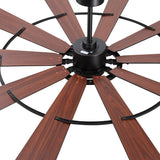 Close-up of Pavara 72-inch walnut wood grain 10-blade ceiling fan blades