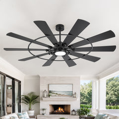 72 Inch Modern Ceiling Fan with Lights, Ultra Quiet DC Motor, 6-Speed Remote Control Fan for Large Living Room Bedroom