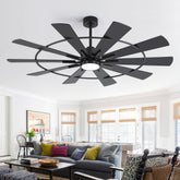 62/72 Inch Modern Black Ceiling Fan with Light, Quiet DC Motor, Remote Control, Reversible 6-Speed Fan, 3 Color Temperatures, Memory Function
