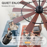 Rivelle 62/72 inch large black ceiling fan with light featuring a quiet DC motor operating below 35dB