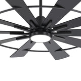 Rivelle 62 72 inch large black ceiling fan with light featuring black blades circular frame and central light design