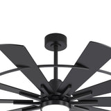 Rivelle 62 72 inch large black ceiling fan with light featuring black downrod canopy and circular frame design