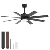 Quietara 52-Inch Black Ceiling Fan With Light & Remote