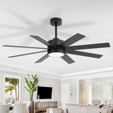 52-inch Matte Black Ceiling Fan with LED Light, Silent DC Motor, 8 Reversible Blades, 3 CCT, Remote Control