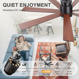 Veyra 60-inch black flush mount ceiling fan with quiet DC motor and low noise operation