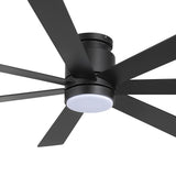 Veyra 60-inch black flush mount ceiling fan with dimmable light and 7-blade design