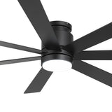 Veyra 60-inch black flush mount ceiling fan with dimmable light and 7-blade design