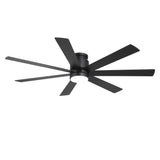 Veyra 60-inch black flush mount ceiling fan with dimmable light and 7-blade design