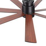 Veyra 60-inch black flush mount ceiling fan with wood grain blades and modern design