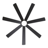 Veyra 60-inch black flush mount ceiling fan showing 7-blade layout and overall design