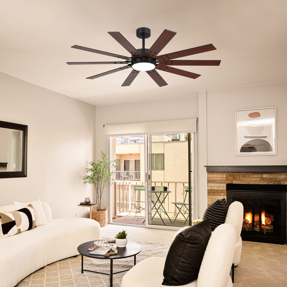 Rowon 60-Inch 10-Blade Ceiling Fan With Light & Remote
