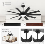 Rowon 60-Inch 10-Blade Ceiling Fan With Light & Remote