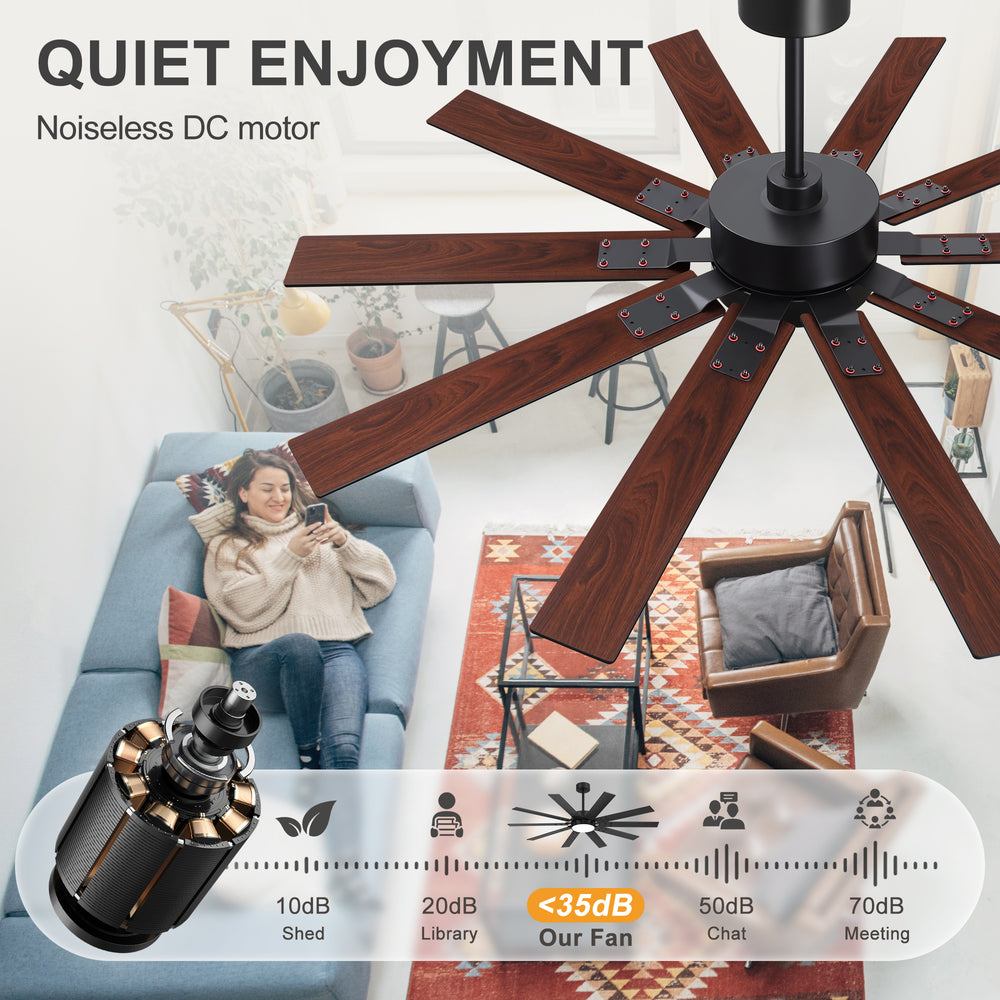 Rowon 60-Inch 10-Blade Ceiling Fan With Light & Remote