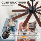 Rowon 60-Inch 10-Blade Ceiling Fan With Light & Remote