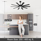 Rowon 60-Inch 10-Blade Ceiling Fan With Light & Remote