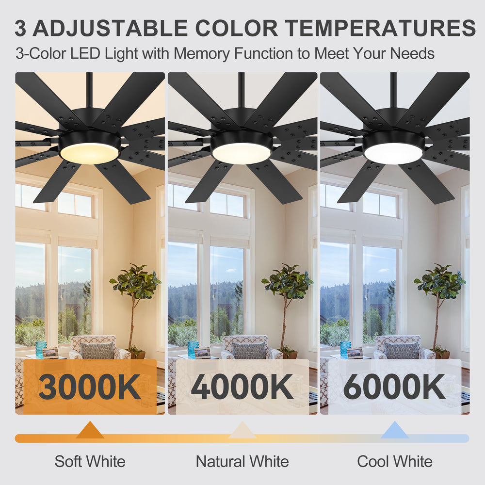 Rowon 60-Inch 10-Blade Ceiling Fan With Light & Remote
