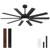 60 Inch Ceiling Fan with Light, Dual Finish 10-Blade Modern Ceiling Fan, DC Motor, Remote Control, 6 Speeds, Reversible Fan, LED Light, Living Room Bedroom