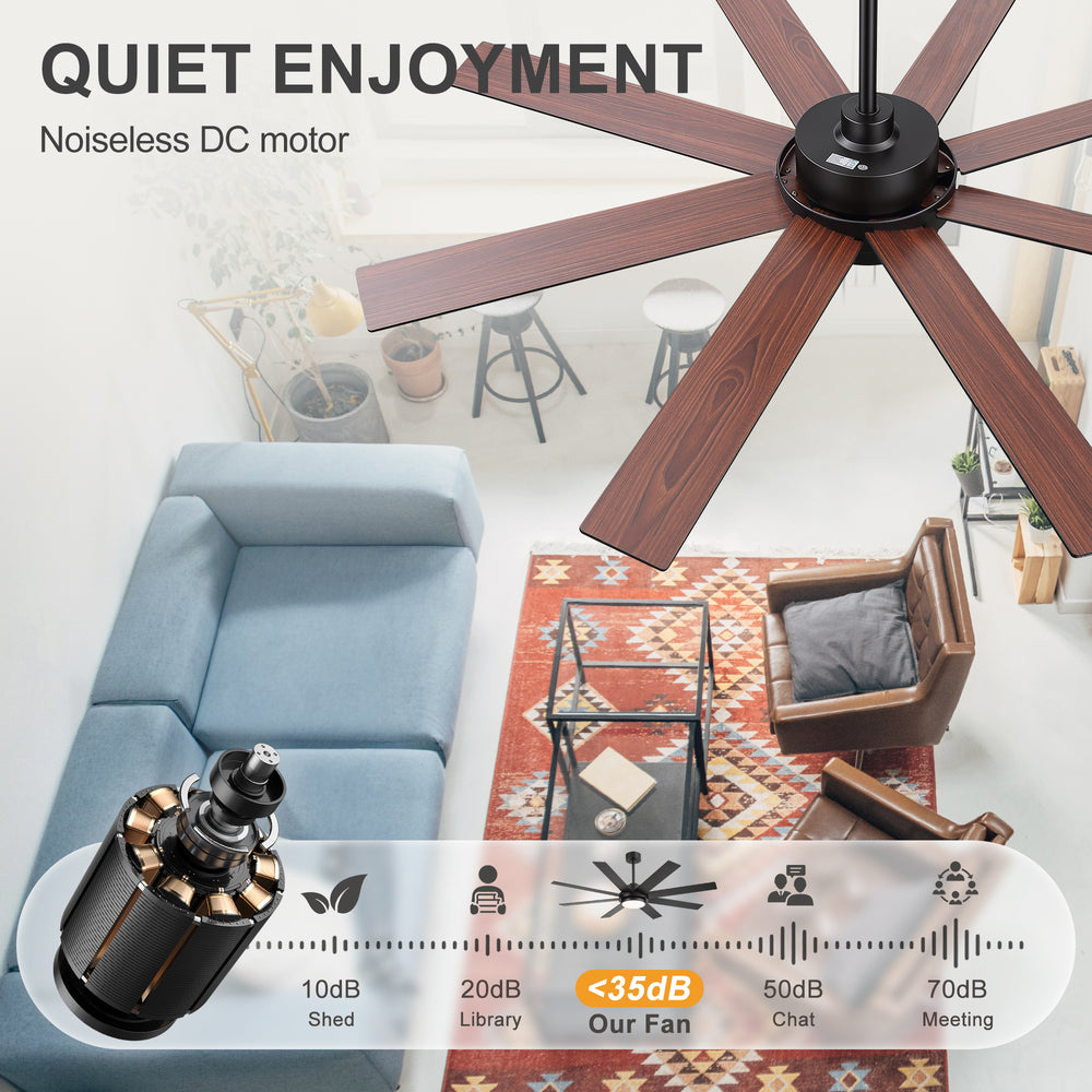 Solora 60/72 Inch Large Ceiling Fan With Light and Remote
