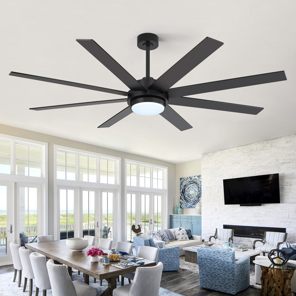 Solora 60/72 Inch Large Ceiling Fan With Light and Remote