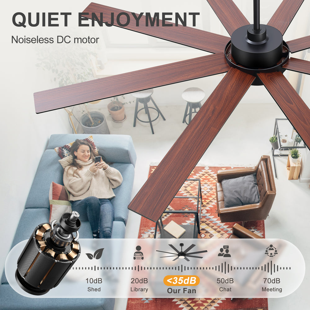 Solora 60/72 Inch Large Ceiling Fan With Light and Remote