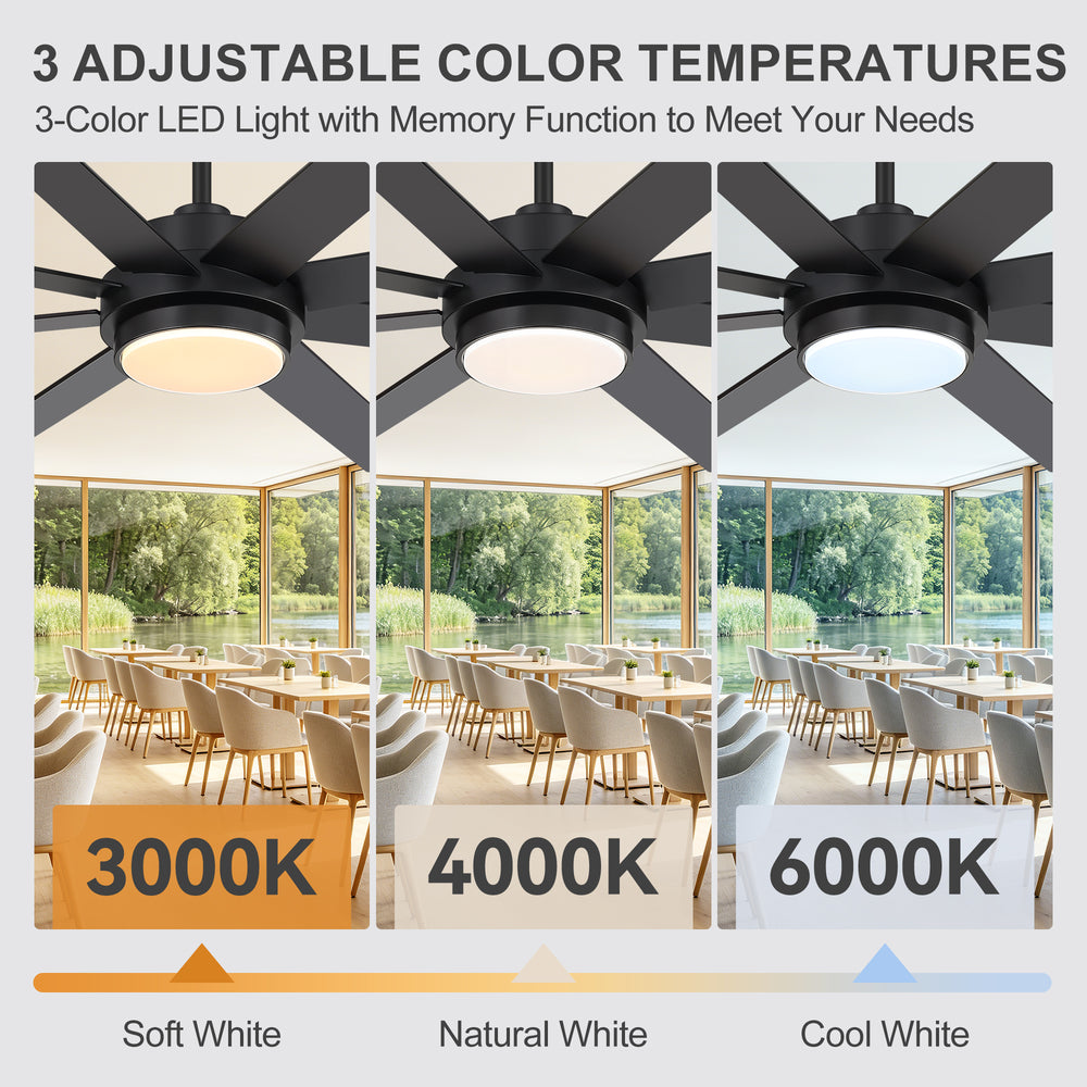 Solora 60/72 Inch Large Ceiling Fan With Light and Remote