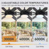 Solora 60/72 Inch Large Ceiling Fan With Light and Remote