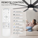 Solora 60/72 Inch Large Ceiling Fan With Light and Remote