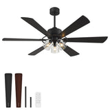 Walvion 60 Inch Black Walnut 6 Blade Ceiling Fan With Light