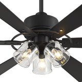 Walvion 60 Inch Black Walnut 6 Blade Ceiling Fan With Light