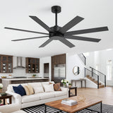 Walvex 60 Inch Black Walnut 8 Blade Ceiling Fan No Light