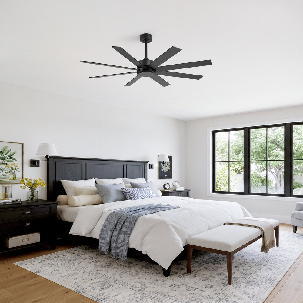 Walvex 60 Inch Black Walnut 8 Blade Ceiling Fan No Light