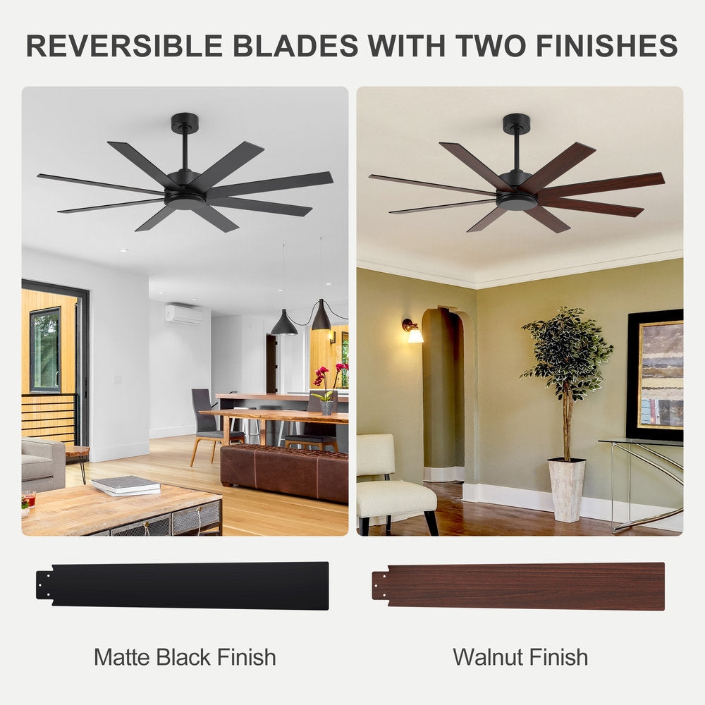 Walvex 60 Inch Black Walnut 8 Blade Ceiling Fan No Light