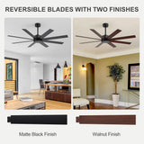 Walvex 60 Inch Black Walnut 8 Blade Ceiling Fan No Light