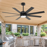 Walvora 60 Inch Black Walnut 8 Blade Ceiling Fan With Light