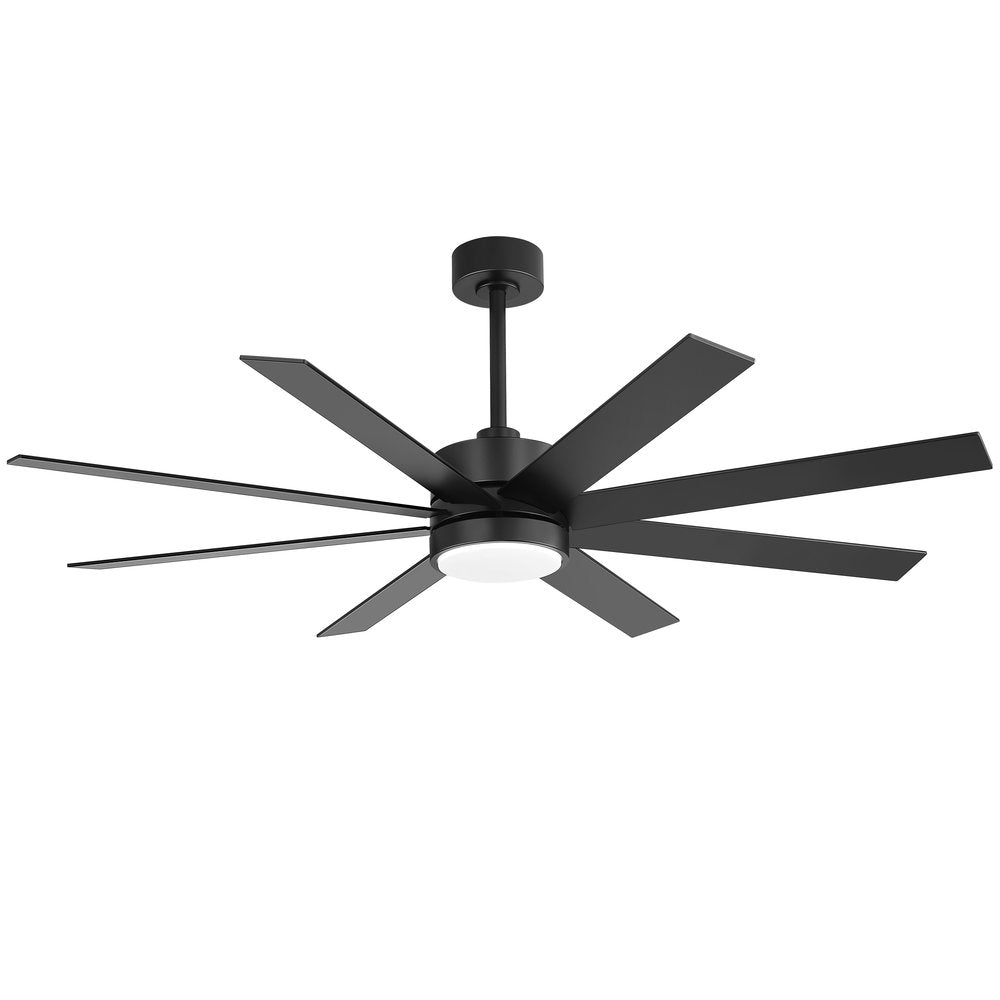 Walvora 60 Inch Black Walnut 8 Blade Ceiling Fan With Light
