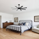 Walvora 60 Inch Black Walnut 8 Blade Ceiling Fan With Light