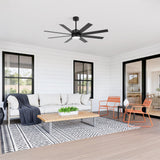 Walvora 60 Inch Black Walnut 8 Blade Ceiling Fan With Light