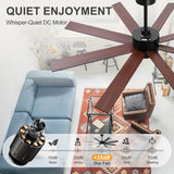 Walvora 60 Inch Black Walnut 8 Blade Ceiling Fan With Light