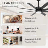 Walvora 60 Inch Black Walnut 8 Blade Ceiling Fan With Light