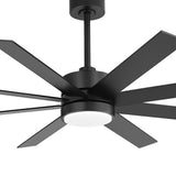 Walvora 60 Inch Black Walnut 8 Blade Ceiling Fan With Light